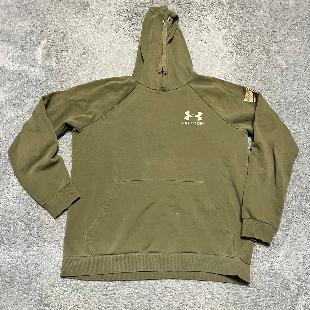 Under Armour Hoodie Mens Medium Freedom Military Green Patriotic Service Gear